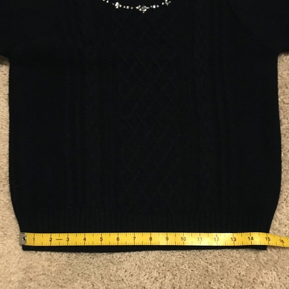 Made in Japan Dark Navy Blue Cable Jeweled Sweater - Picture 11 of 13